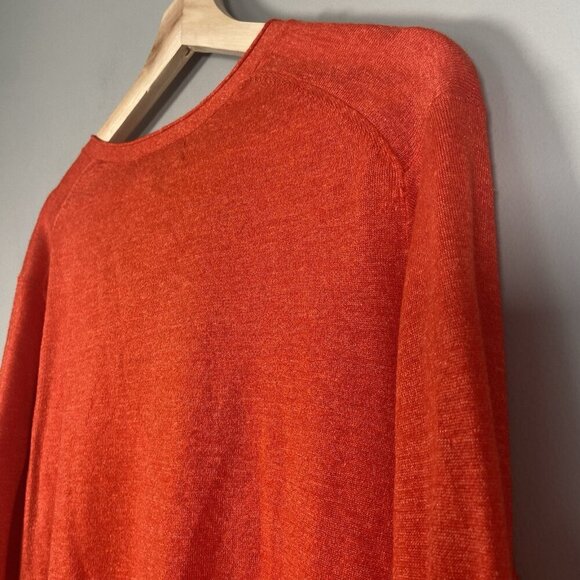 Banana Republic Cardigan Sweater Linen Merino Wool Orange X-Large Lightweight - Picture 5 of 9